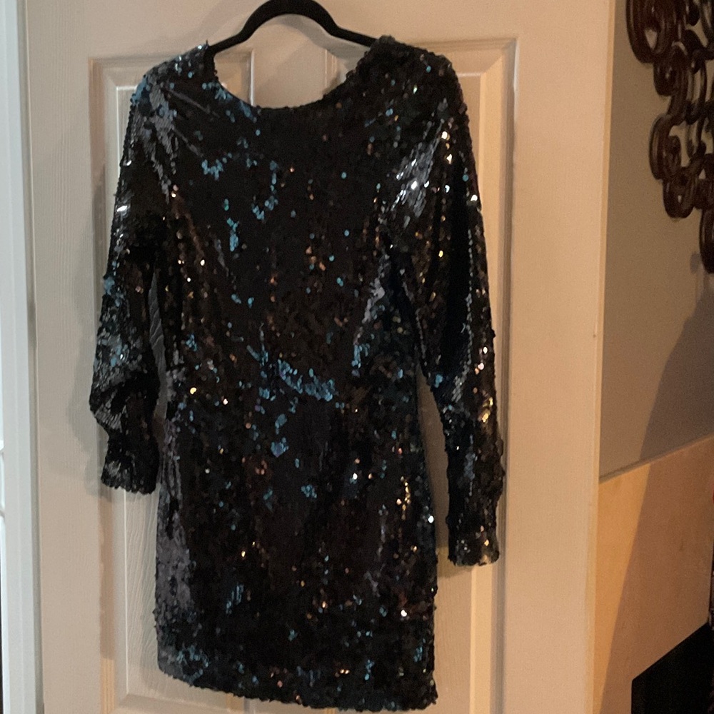 Zara Black Sequin Long Sleeve Dress